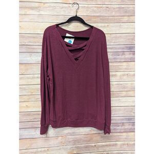 NWTs, Cross front wine colored long sleeve sweater